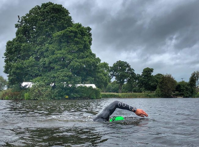 Someone swimming in Alderford Lake