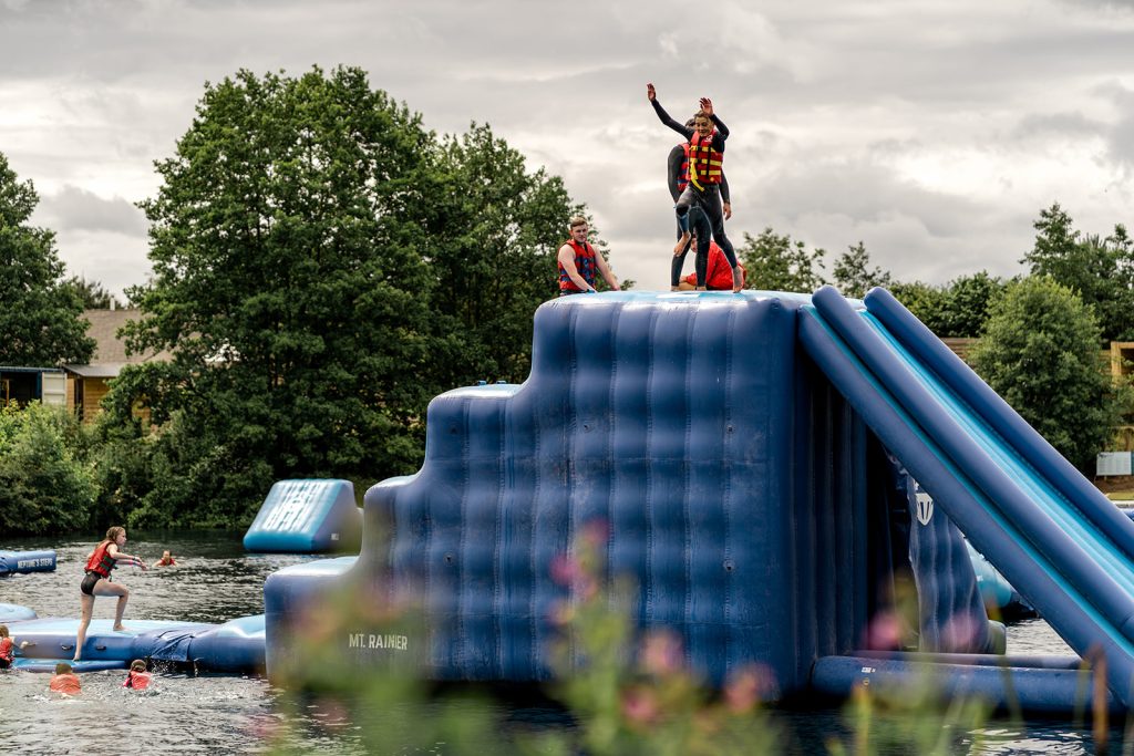 Children-Playing-At-Inflatable-Aqua-Park-Near-Hereford
