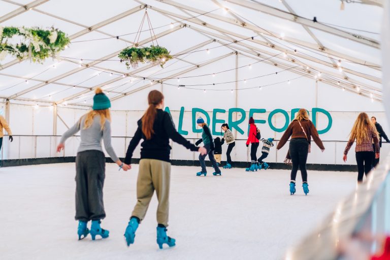 People skating on Alderford ice rink